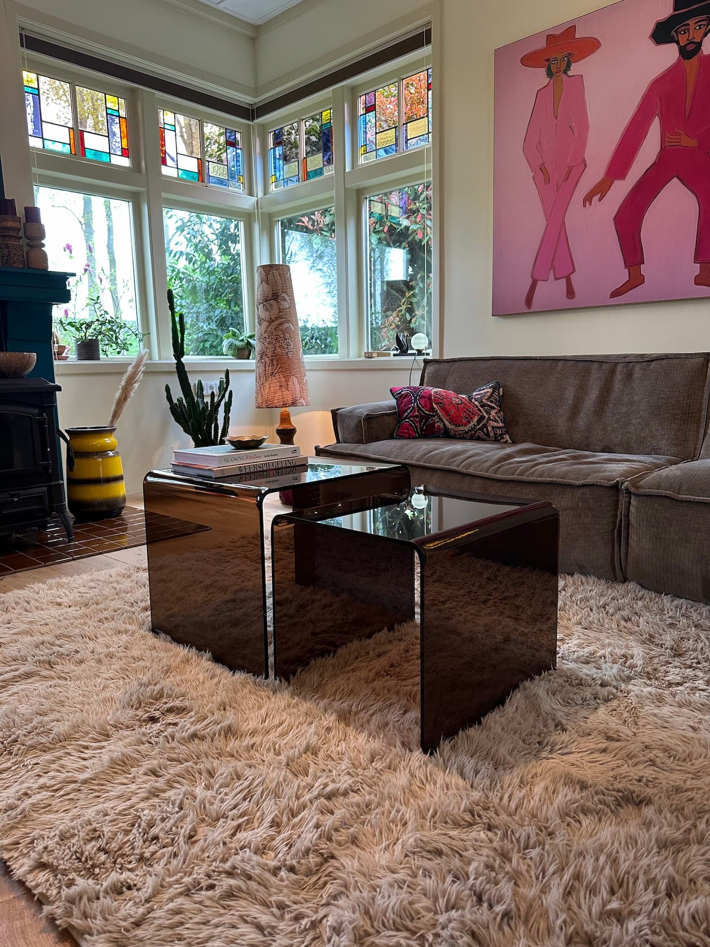 Coffee table set in Coffee brown