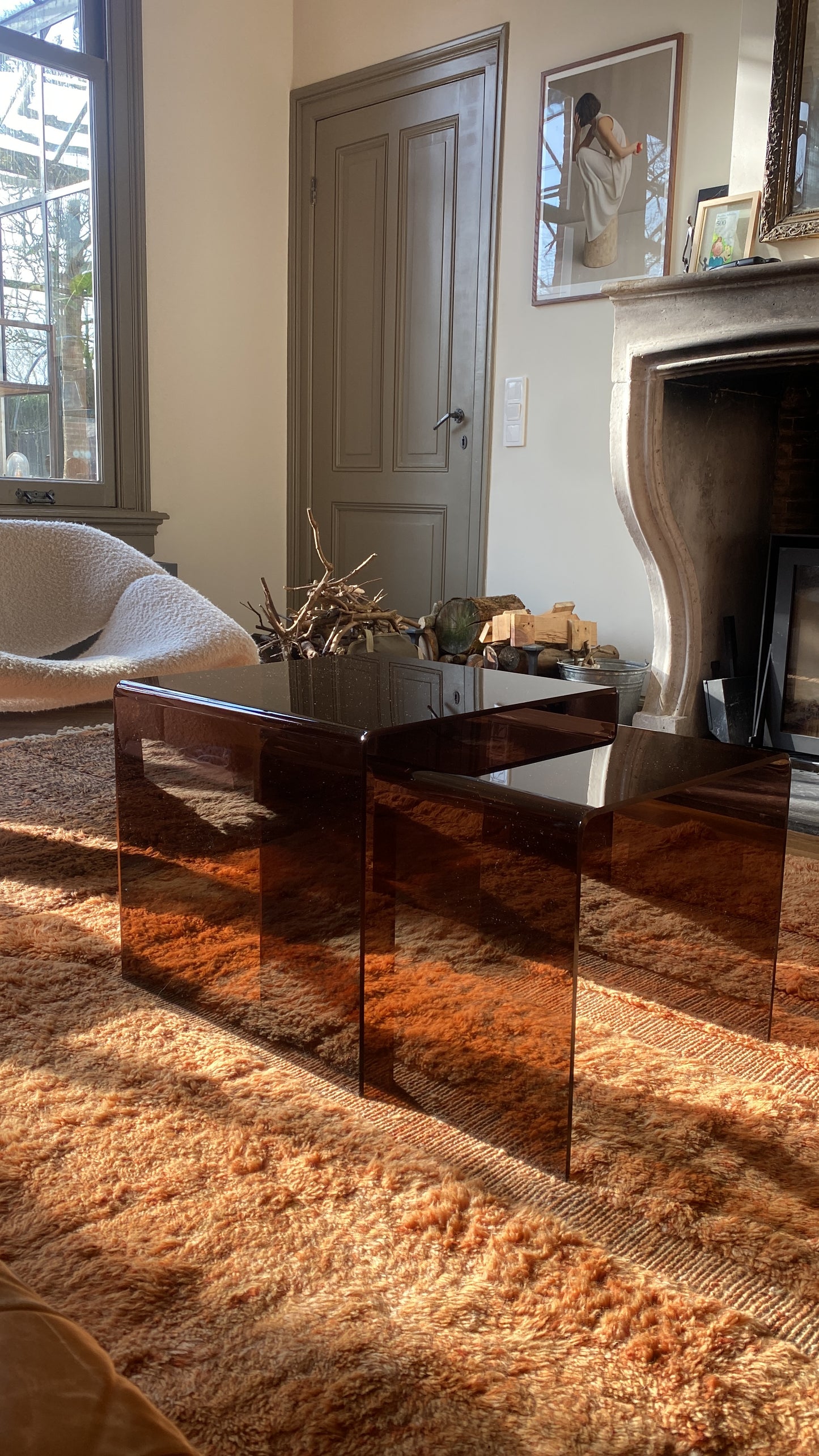 Coffee table set in Coffee brown